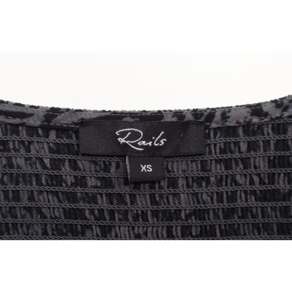 Rails Women's Zana Dress Long Sleeve Charcoal Gray Abstract Animal Print Sz Xs - Picture 6 of 10